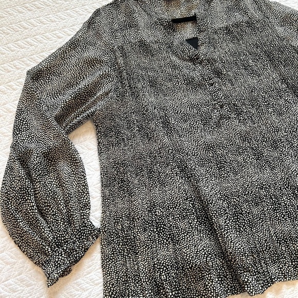 NWOT Fransa Plisse Black/Cream Abstract Print Long Sleeve Blouse Size L - Picture 6 of 17